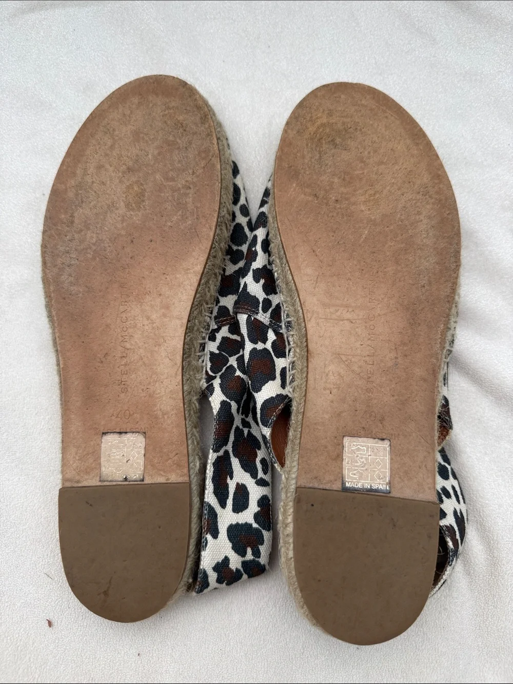 Stella McCartney Brown and White Leopard Espadrille Slides